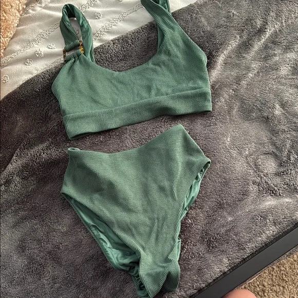 Toluca Green Ribbed Bikini Set - Picture 1 of 2